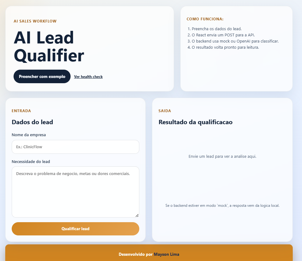 Preview do projeto AI Lead Qualifier